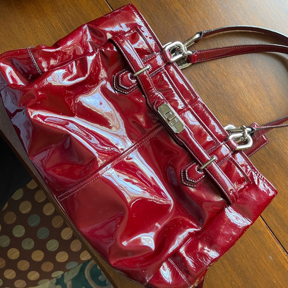 Coach F17855 Chelsea Red - Burgundy Patent Leather Jayden Carryall MSRP $378 /